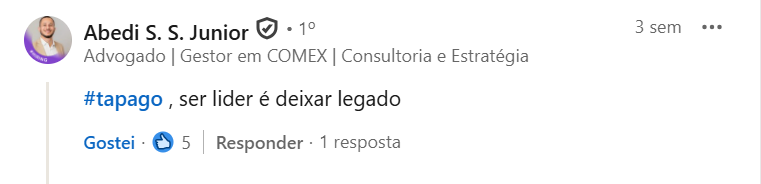 Depoimento público de participante do Curso Intensivo