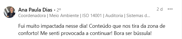 Depoimento público de participante do Curso Intensivo