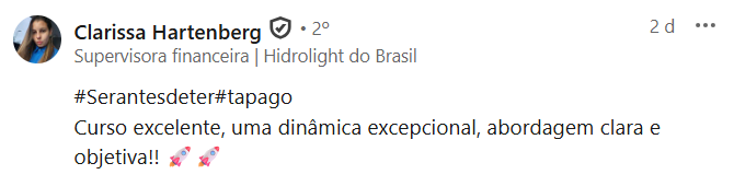 Depoimento público de participante do Curso Intensivo