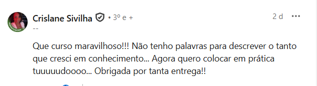 Depoimento público de participante do Curso Intensivo
