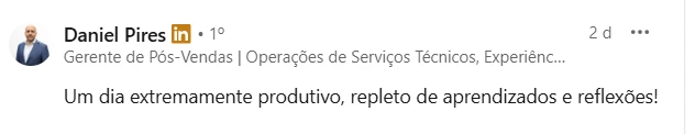 Depoimento público de participante do Curso Intensivo