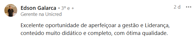 Depoimento público de participante do Curso Intensivo