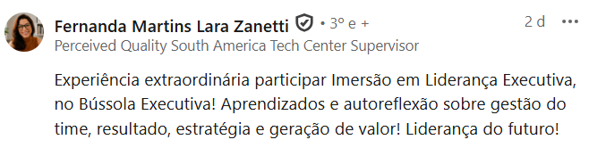 Depoimento público de participante do Curso Intensivo