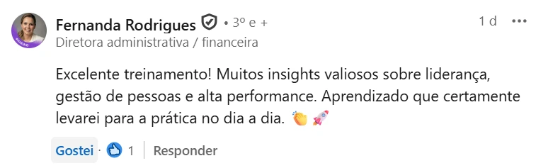 Depoimento público de participante do Curso Intensivo