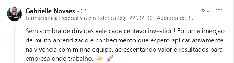 Depoimento público de participante do Curso Intensivo
