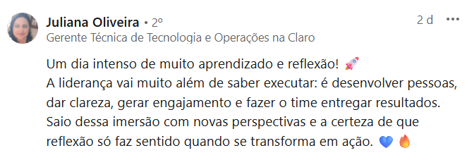 Depoimento público de participante do Curso Intensivo
