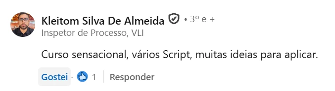 Depoimento público de participante do Curso Intensivo