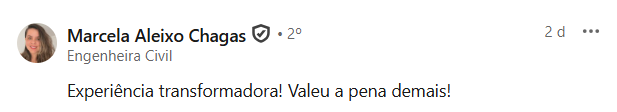 Depoimento público de participante do Curso Intensivo