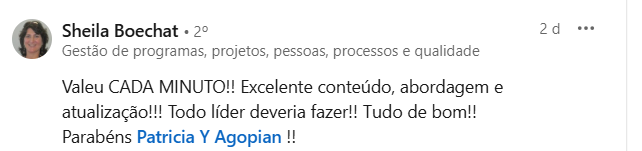 Depoimento público de participante do Curso Intensivo