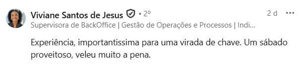 Depoimento público de participante do Curso Intensivo